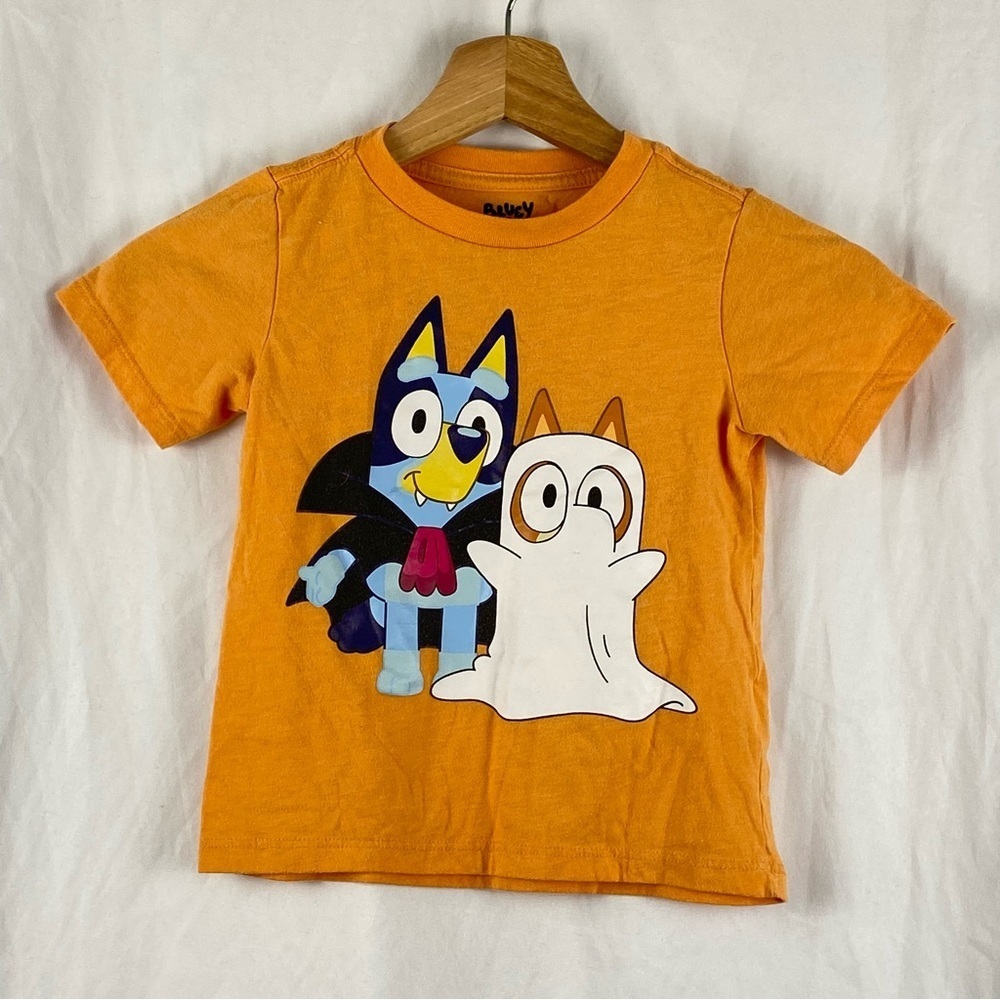 Bluey Halloween Graphic Kids Orange Graphic T-Shirt Size 4T